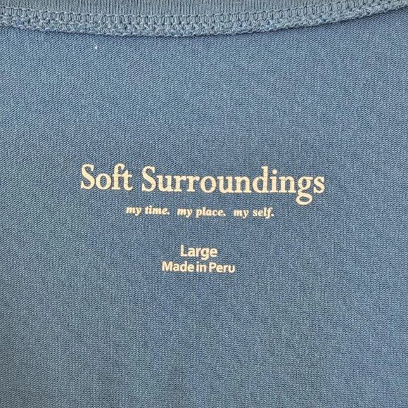 Soft Surroundings Faux Wrap Top Periwinkle Blue Pima Cotton Womens Size L - Picture 5 of 9